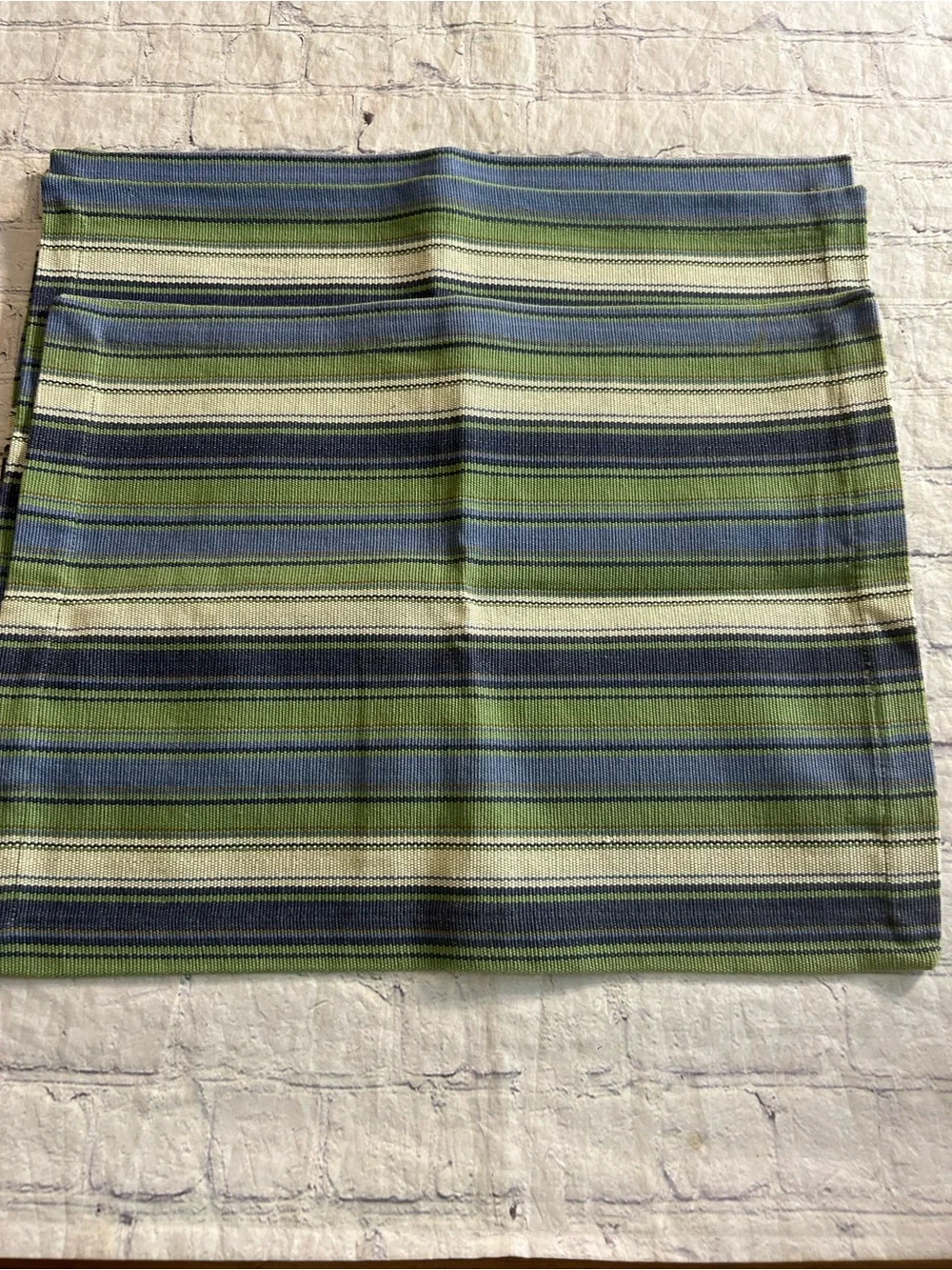 TAG (TRADE ASS.GROUP) CHICAGO 100% COTTON BLUE/GREEN/CREAM STRIPED PLACEMATS (4)